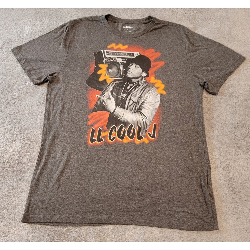 Old Navy LL Cool J Graphic Tee Mens Medium Gray Heather Hip Hop Boombox T-Shirt